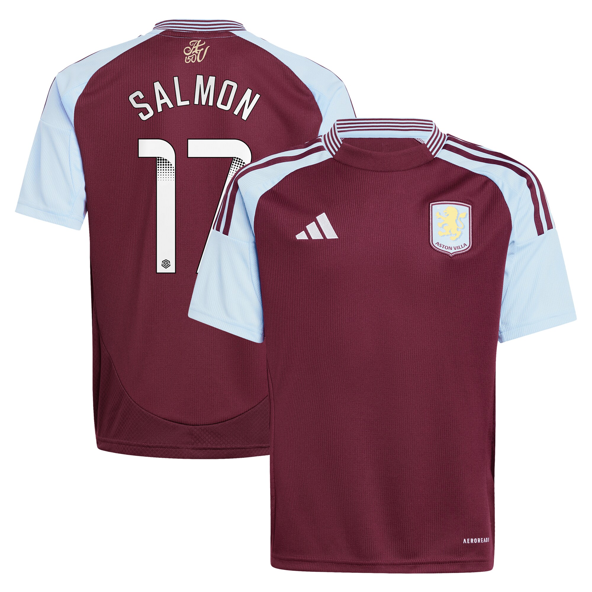 Aston Villa Jerseys - Official aston villa wsl adidas home shirt 2024-25 – kids with salmon 17 printing Collection for AVFC Fans