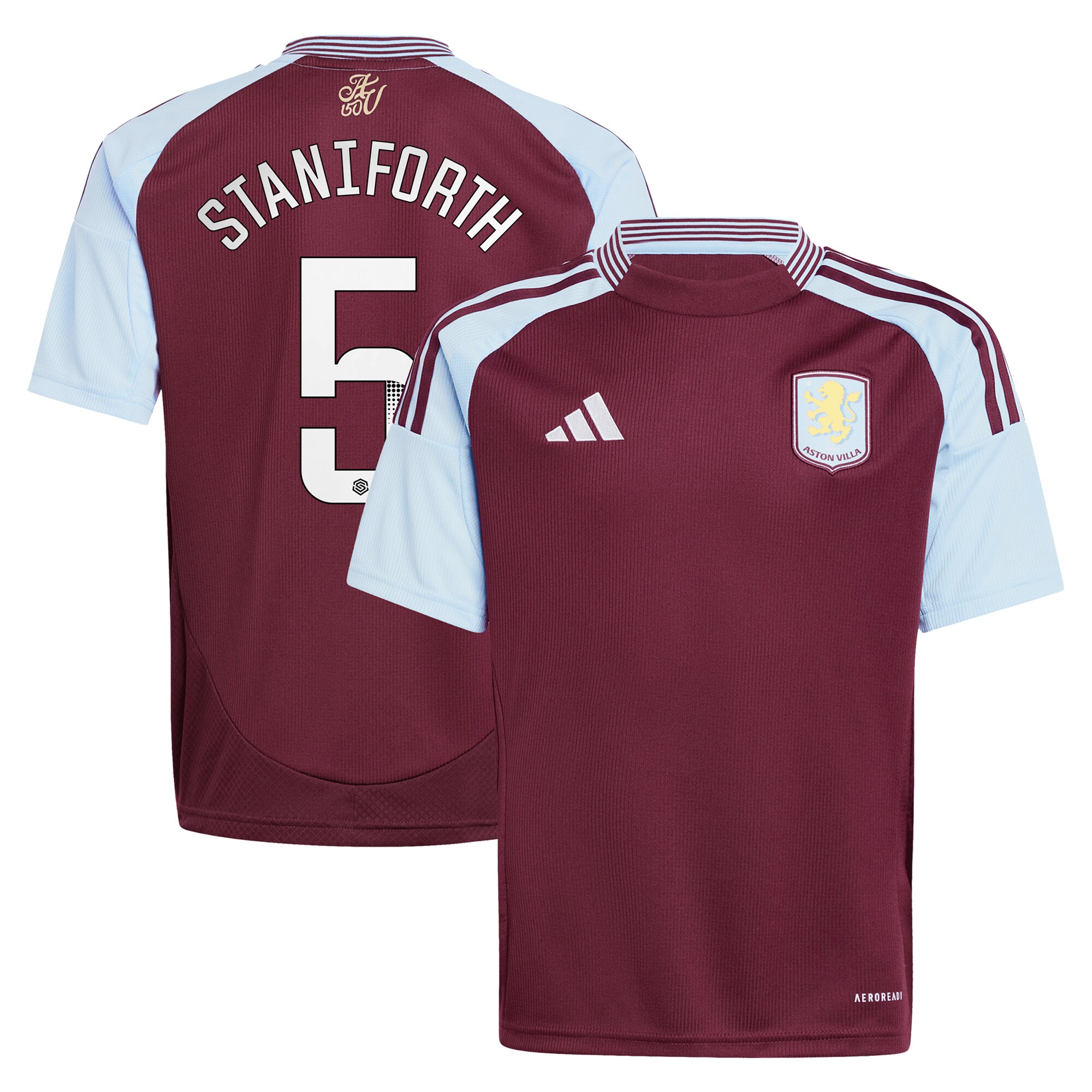 Aston Villa Jerseys - Official aston villa wsl adidas home shirt 2024-25 – kids with staniforth 5 printing Collection for AVFC Fans