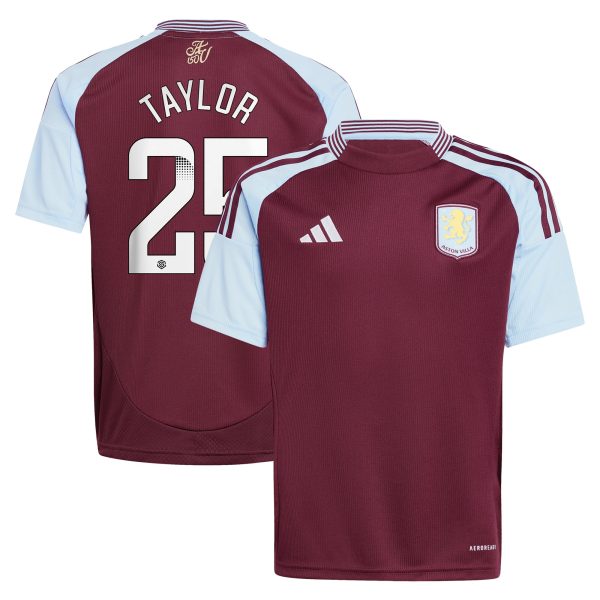 Aston Villa Jerseys - Official aston villa wsl adidas home shirt 2024-25 – kids with taylor 25 printing Collection for AVFC Fans