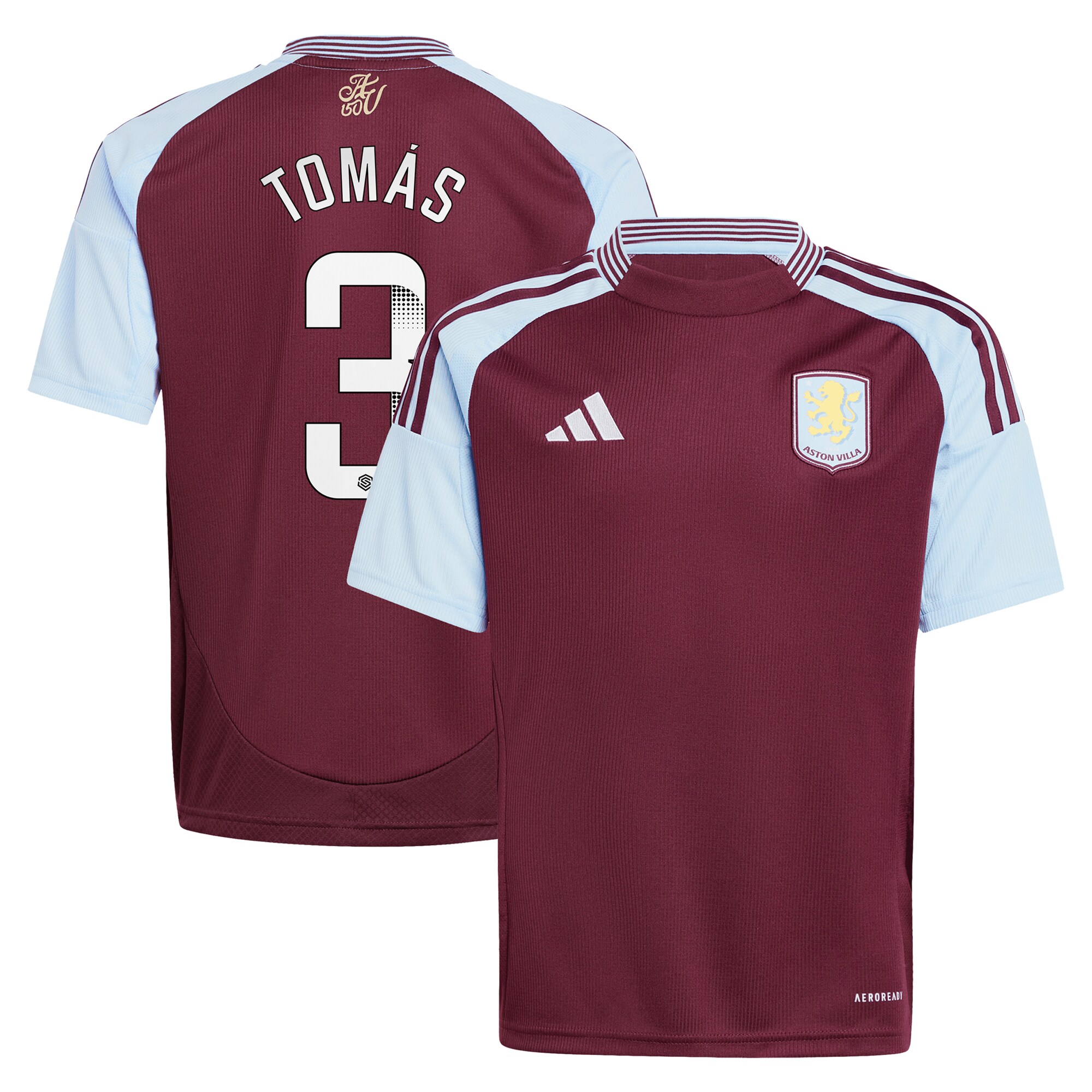 Aston Villa Jerseys - Official aston villa wsl adidas home shirt 2024-25 – kids with tomás 3 printing Collection for AVFC Fans