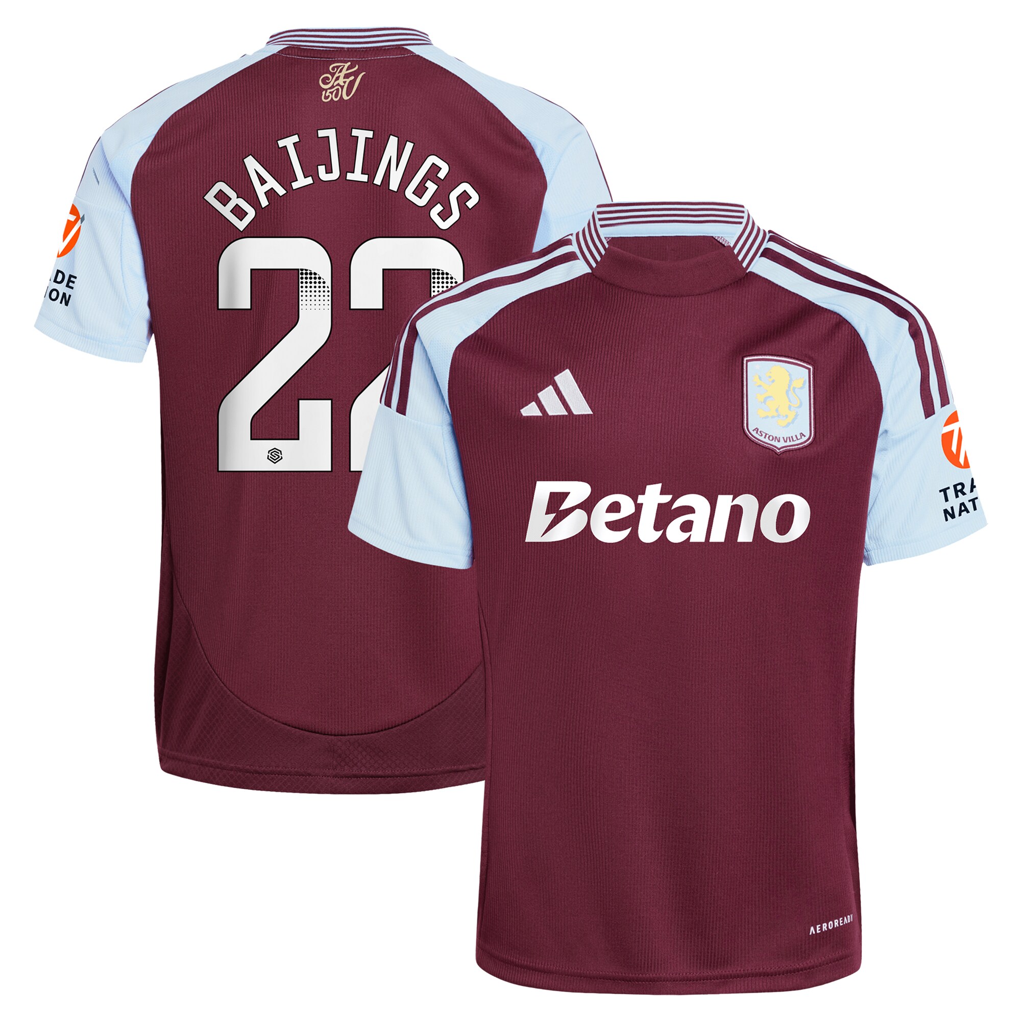 Aston Villa Jerseys - Official aston villa wsl adidas home shirt 2024-25 with baijings 22 printing Collection for AVFC Fans