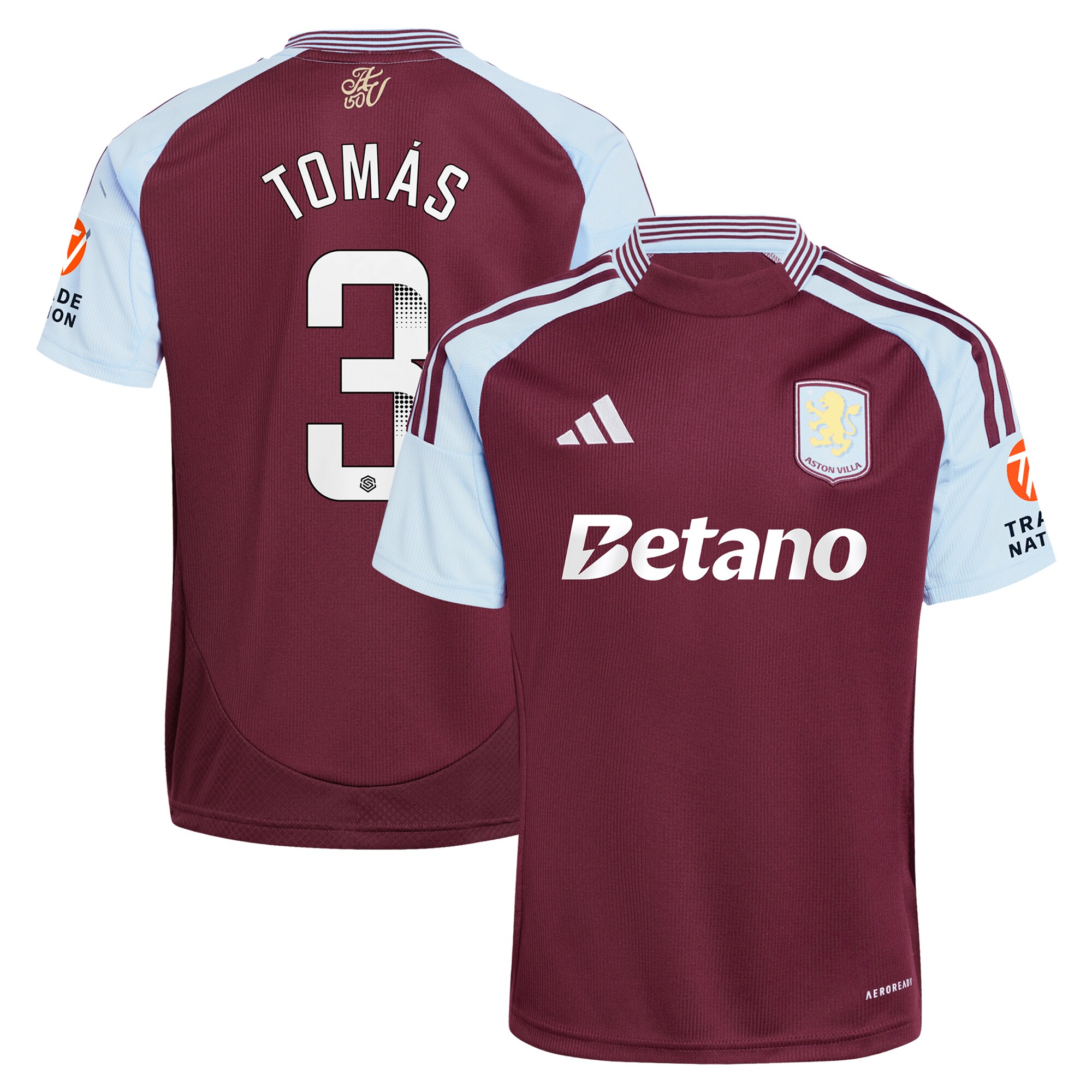 Aston Villa Jerseys - Official aston villa wsl adidas home shirt 2024-25 with tomás 3 printing Collection for AVFC Fans