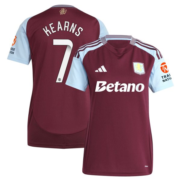 Aston Villa Jerseys - Official aston villa wsl adidas home shirt 2024-25 – womens with kearns 7 printing Collection for AVFC Fans