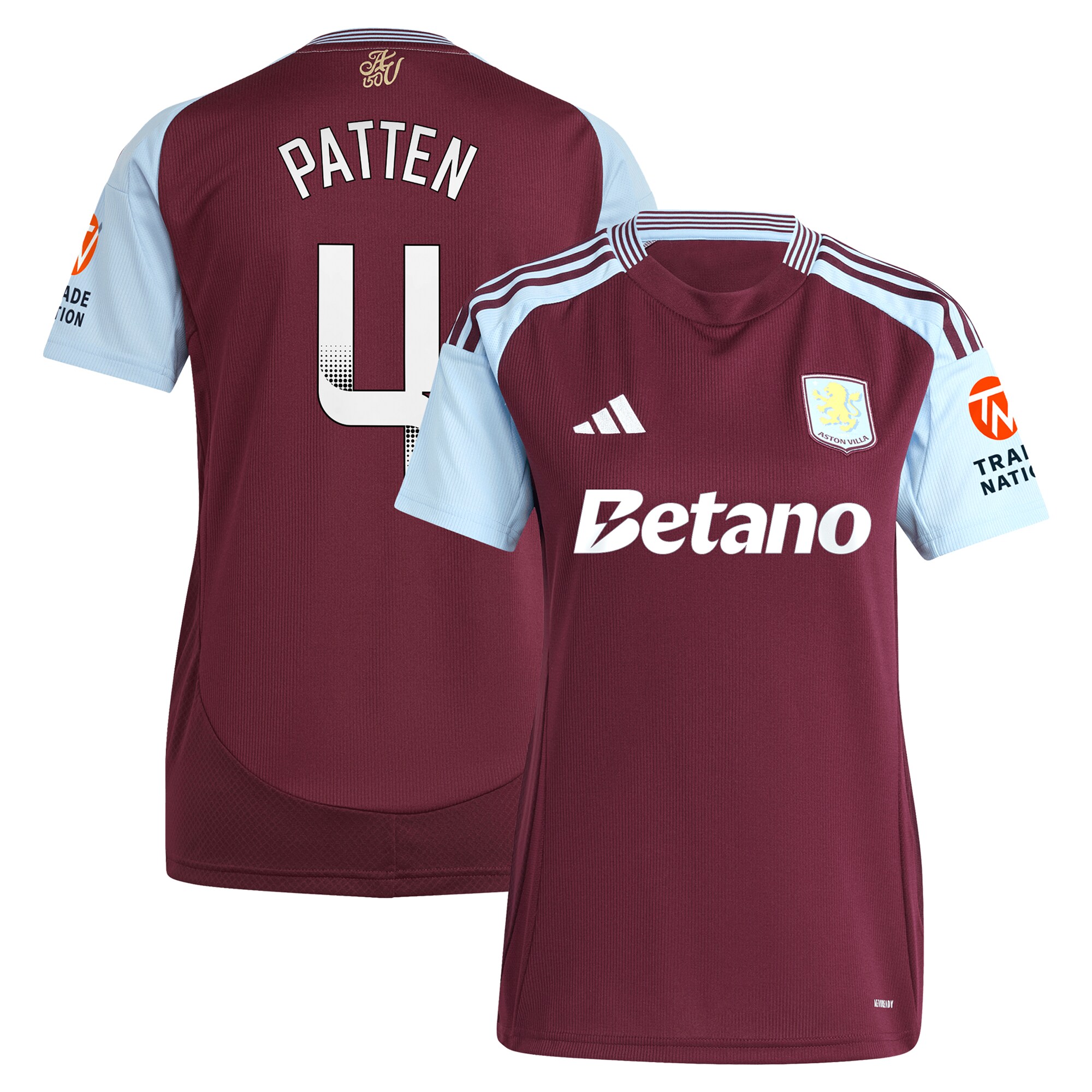 Aston Villa Jerseys - Official aston villa wsl adidas home shirt 2024-25 – womens with patten 4 printing Collection for AVFC Fans