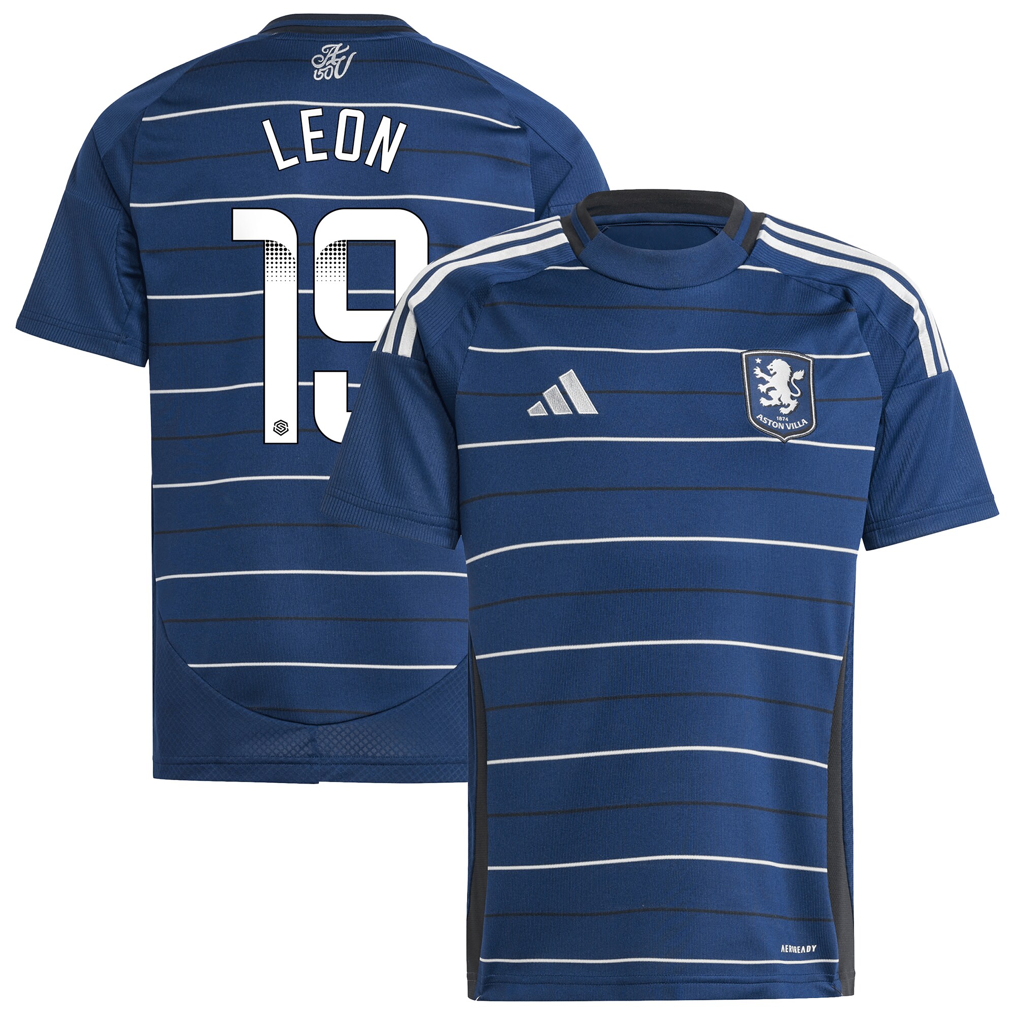 Aston Villa Jerseys - Official aston villa wsl adidas third shirt 2024-25 – kids with leon 19 printing Collection for AVFC Fans